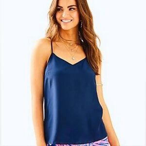Lilly Pulitzer XXS dusk tank in navy polyester crepe